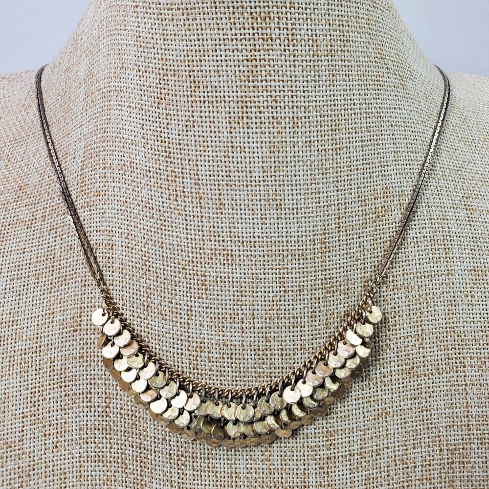 Vintage Plain Gold Tone Chain Necklace w/ Dangling Circles 19 Inch UNMARKED